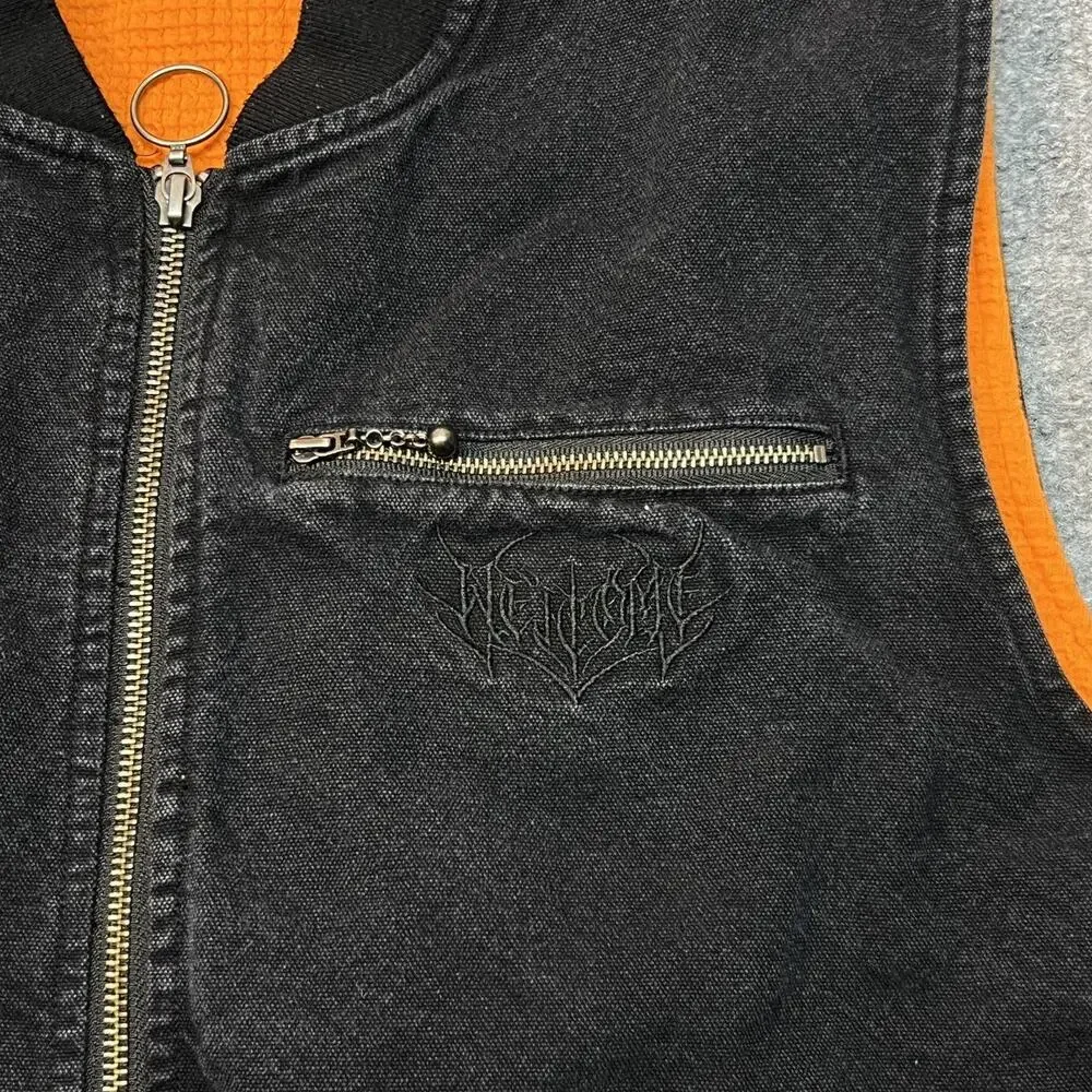 Welcome Skateboards Splinter Canvas Embroidered Zip Vest Men's Large